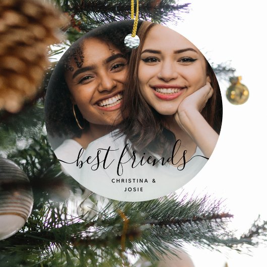 Schoonschrift Beste Vrienden Custom Foto Keramisch Ornament
