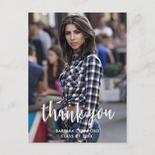 Schoonschrift Dank U Wel Aangepaste Foto Afstudere Briefkaart (Voorkant)