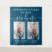 Schoonschrift kalligrafie twee foto afstuderen |Tu Wandkleed (Voorkant)