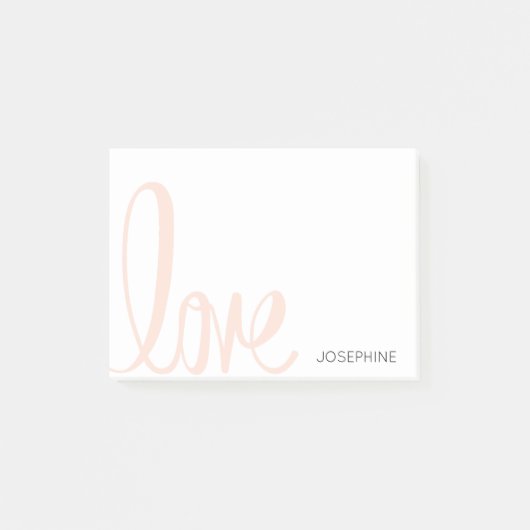 Schoonschrift Roze Liefde Gepersonaliseerde Meisje Post-it® Notes (Voorkant)