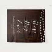 Schoonste Dag Ooit Bruiloft Met Rustieke Houten Fo Wandkleed (Voorkant (horizontaal))