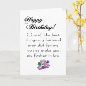 schoonvader verjaardag kaart (Gele Bloem)