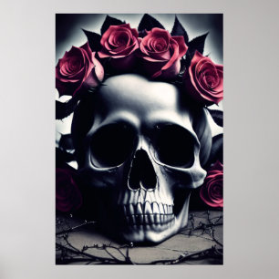 Schoonvolle Donkere en Gotische Roos Poster