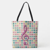 Schoonvormig patroon roze en Blauwgroen Tote Bag (Voorkant)