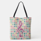 Schoonvormig patroon roze en Blauwgroen Tote Bag (Achterkant)