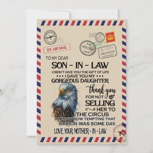 Schoonzoon | Aan mijn lieve schoonzoon van moeder Feestdagenkaart (Voorkant)