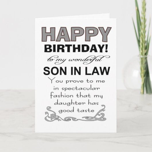 Schoonzoon bewijst goede smaak dochter verjaardag kaart (Voorkant)