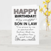 Schoonzoon bewijst goede smaak dochter verjaardag kaart (Gele Bloem)