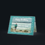 SCHOONZOON - Happy Birthday - Man- en oceaangolven Kaart<br><div class="desc">This card with a man looking out at the ocean waves is a birthday card with an upbeat and inspirational theme. Inside text is totally customizable. To see more of this design,  type in,  or cut and past into Zazzle's search box: jaclinart birthday man ocean wave</div>