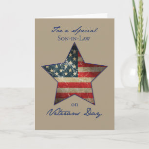 Schoonzoon, Happy Veterans Day, oude vlaggenster Bedankkaart