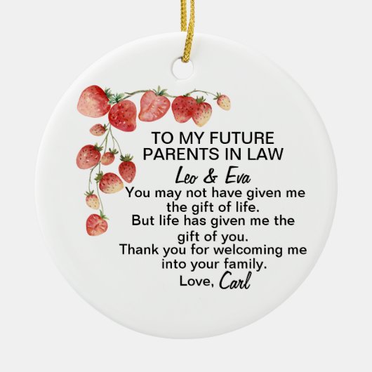 Schoonzoon, huwelijkscadeau keramisch ornament (Voorkant)