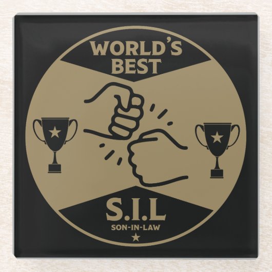 Schoonzoon van de Wereld Glazen Onderzetter (Voorkant)