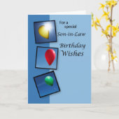 Schoonzoon Verjaardagswensen, ballonnen Kaart (Gele Bloem)