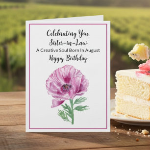 Schoonzus Gefeliciteerd Verjaardag Augustus Paarse Kaart