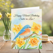 Schoonzus Gelukkige Maart Verjaardag Blauwe Vogel