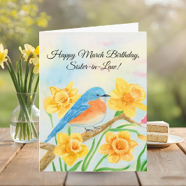 Schoonzus Gelukkige Maart Verjaardag Blauwe Vogel Kaart