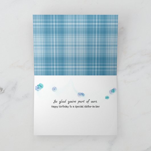 schoonzus op de verjaardag van aqua plaid kaart (Binnen)