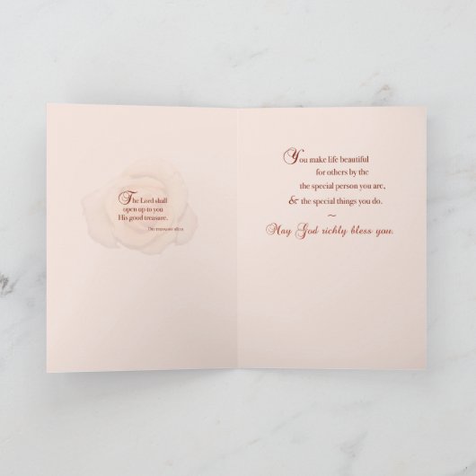 Schoonzus Roos Religieuze Verjaardag Kaart (Binnen)