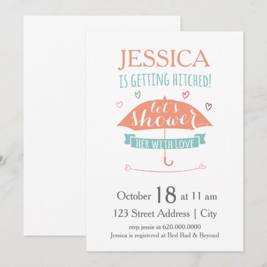 Schoop haar met liefde - Bridal Shower Uitnodiging (Voorkant / Achterkant)