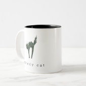 Schoorkat, hagel, zwarte kat, kattendeksel tweekleurige koffiemok (Voorkant links)