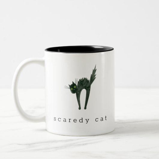 Schoorkat, hagel, zwarte kat, kattendeksel tweekleurige koffiemok (Links)