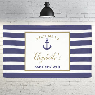 Schoorsteenanker Navy Blauwe Strepen Jongens Baby  Spandoek