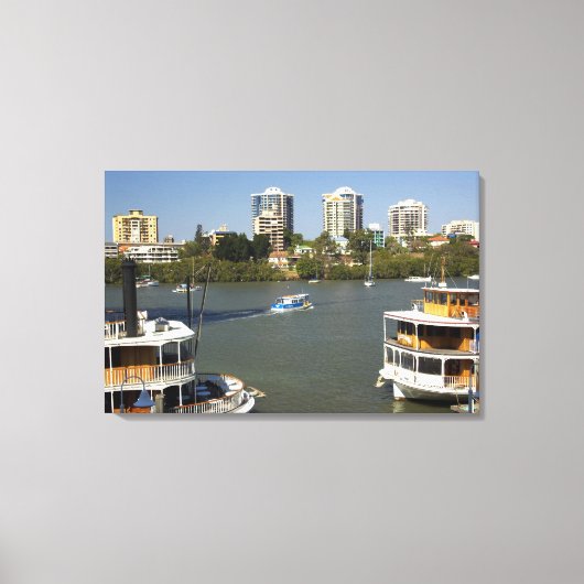 Schoorsteenboten, Brisbane rivier, Brisbane, Canvas Afdruk (Voorkant)