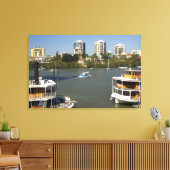 Schoorsteenboten, Brisbane rivier, Brisbane, Canvas Afdruk (Insitu (Woonkamer))