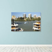 Schoorsteenboten, Brisbane rivier, Brisbane, Canvas Afdruk (Insitu (Houten vloer))
