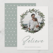 Schoorsteengroene Kerstkrans Foto Geloven Feestdagenkaart (Voorkant / Achterkant)