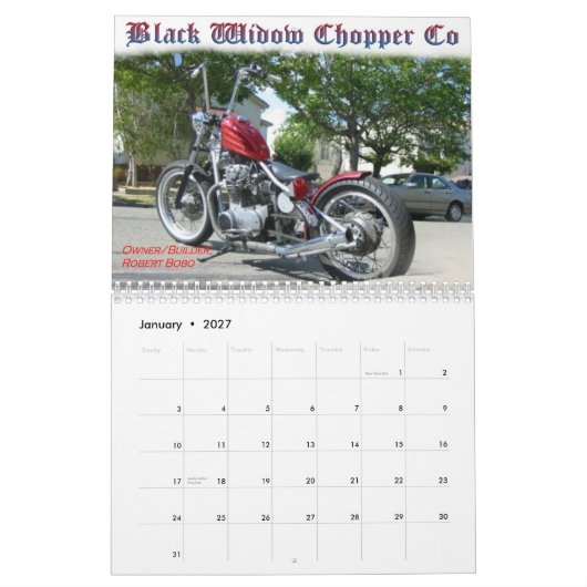 Schoorsteenkalender voor BWC 2007 Kalender (Jan 2027)