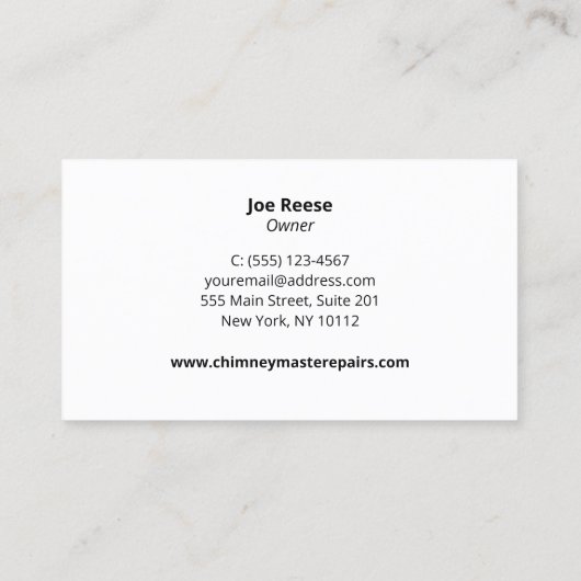 Schoorsteenreiniging en reparatie metselwerk visitekaartje (Achterkant)