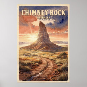 Schoorsteenrots Nebraska Reizen in Retro Stijl Poster