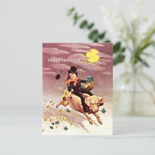 Schoorsteenveger, Varkens, kledingstukken, goudmun Briefkaart (Staand voorkant)