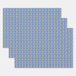 Schoorstenen, blauw, inpakpapier vel