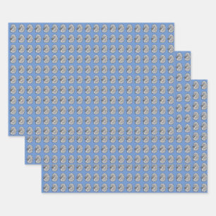 Schoorstenen, blauw, inpakpapier vel