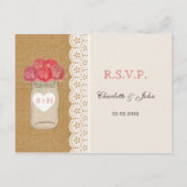 schoot, koraalrozen op mason-jar bruiloft RSVP Uitnodiging Briefkaart (Voorkant)