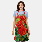 Schoot met rode rozen schort (Gedragen)