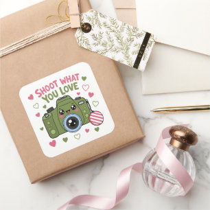 Schoot wat je lief is Cute Cameradesign Vierkante Sticker