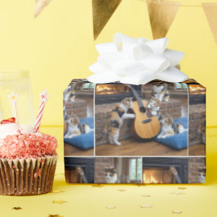 Schootkat met Kittens en Gitaar Cadeaupapier