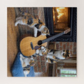 Schootkat met Kittens en Gitaar Legpuzzel (Horizontaal)