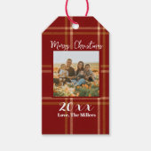 Schoots geruit patroon Kerstmis aanpasbaar  Cadeaulabel (Voorkant)