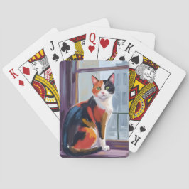 Schootse kat | Aquarel vensterbank huisdier Pokerkaarten