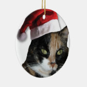Schootse kat met een kerstmannenhoed keramisch ornament (Rechts)