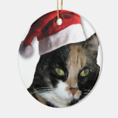 Schootse kat met een kerstmannenhoed keramisch ornament (Links)