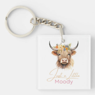 Schootse Koe Gewoon Een Beetje Moody Bloem Koe Boe Sleutelhanger