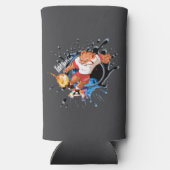 Schop het alsof het warm is. cartoon voetbal seltzer blikjeskoeler (Achterkant)