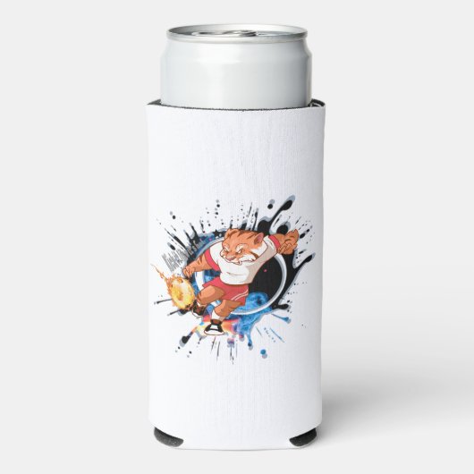 Schop het alsof het warm is. cartoon voetbal seltzer blikjeskoeler (Seltzer Achterkant)