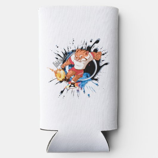 Schop het alsof het warm is. cartoon voetbal seltzer blikjeskoeler (Achterkant)