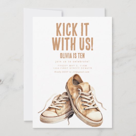 Schop het met ons verjaardagsfeestje uitnodigen kaart (Voorkant)
